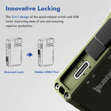 WUBEN G5 Rechargeable EDC Flashlight, Powerful RGB Flashights, 400 Lumens Portable Flat Mini Flashlights, IP65 Waterproof Multi-Mode Magnetic Small Keychain Flashlight for Camping, Emergency (Green)