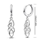 Celtic Knot Earrings for Women - Sterling Silver Hoop Earrings for Women Trendy Hypoallergenic Long Loop Earrings with Dangling Charm for Sensitive Ears Classic Fashion Huggie Earrings Gifts