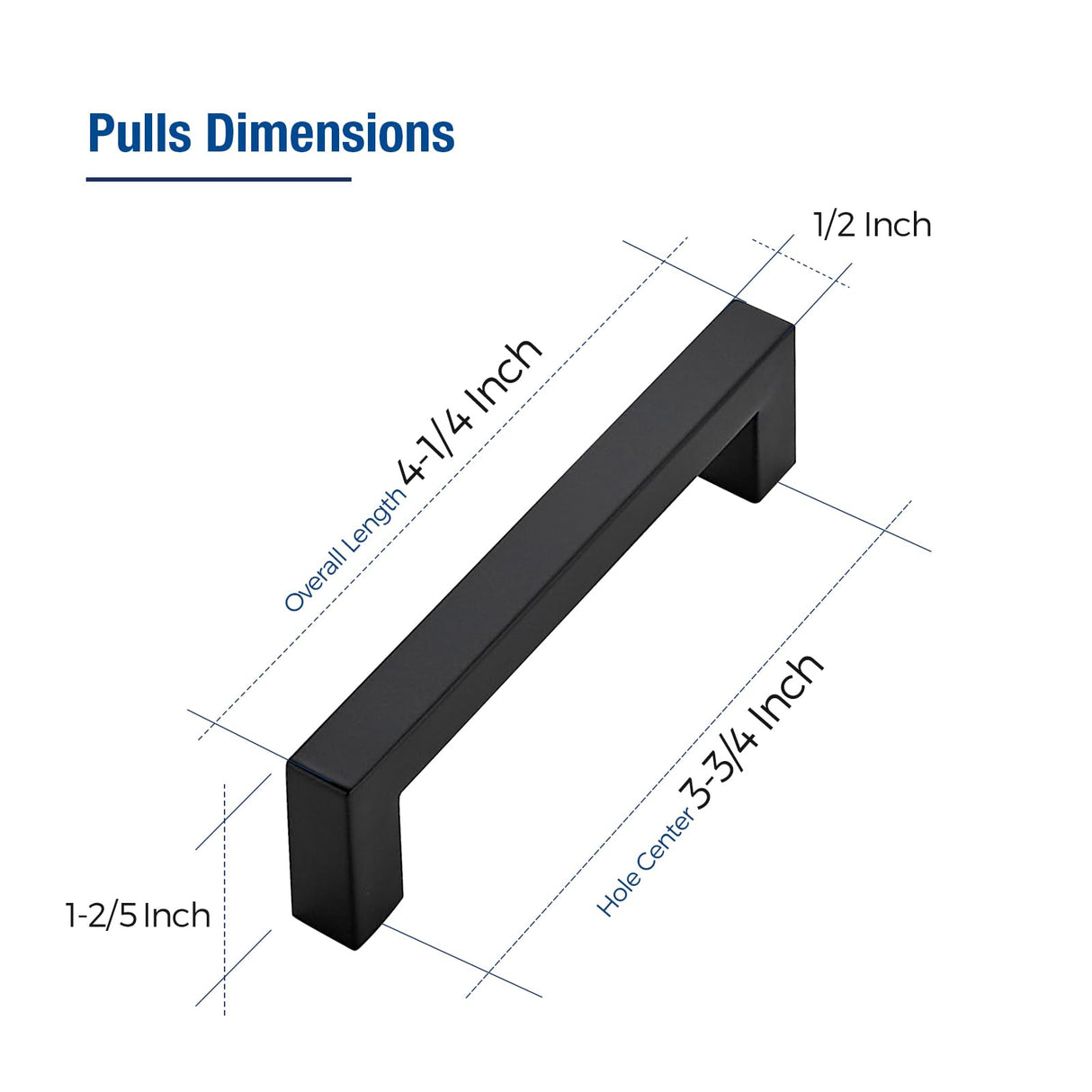 JOY DECOR 20 Pack Cabinet Handles, Black Cabinet Pulls, 3-3/4 Inch Kitchen Closet Handles Square Drawer Pulls Stainless Steel Drawer Hardware, 96mm Hole Centers