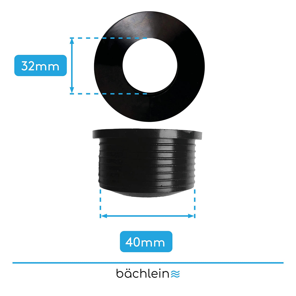 Bächlein Universal Rubber Sleeve Siphon for Drain Pipe Diameter 40 mm x 32 mm Drain Seal Wall Rosette Siphon Sleeve