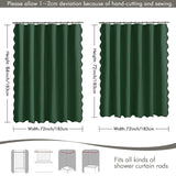 MIULEE Christmas Dark Green Scalloped Shower Curtain Linen Textured with 12 Metal Hooks Cute Heavy Duty Washable Waterproof Thick Cloth Shower Curtains with Black Border for Bathroom Hotel,W72*L72