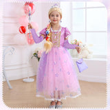 Luzlen Little Girls Princess Costume Kids Fancy Purple Dress for Halloween Party Christmas Carnival, 5-6 Years(Label 130)