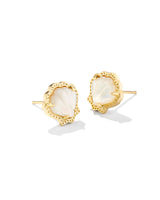 Kendra Scott Brynne Shell Stud Earrings, 14k Gold-Plated Brass, Ivory Mother Of Pearl, Fashion Jewelry for Women