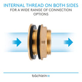 Bächlein Universal Rain Barrel Bushing - Brass Tank Bushing as Connection for Water Tap or Spigot including 2 Seals - Barrel Screw Connection with 1 Inch Internal Thread