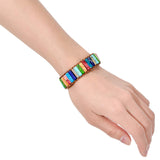 sedmart Fashion Gemstone Bracelets Handmade Bracelets Jewelry Multicolor Yoga Bracelets Friendship Boho Bracelets Leather Bracelets Rectangle Stone Healing Bracelets Sunflower Button Wrap Bracelet