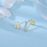SLUYNZ Solid 925 Sterling Silver Little Daisy Earrings Studs for Women Teen Girls Petite Flowers Studs Earrings (B-Gold Plated)