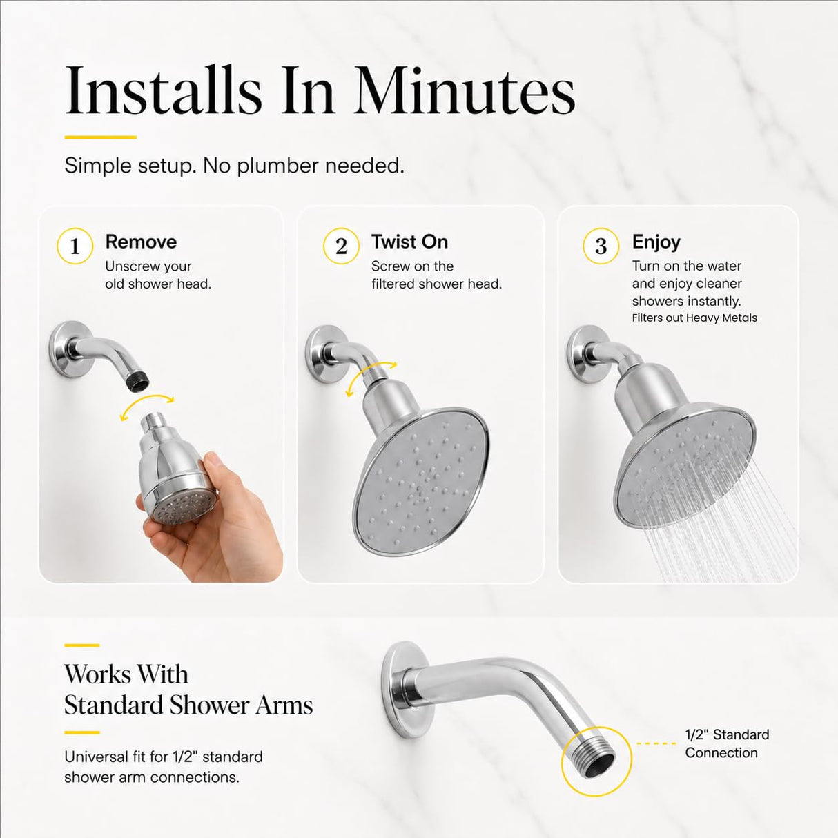 Afina High Pressure Rain Filtered Shower Head - 2.5 GPM - Chrome