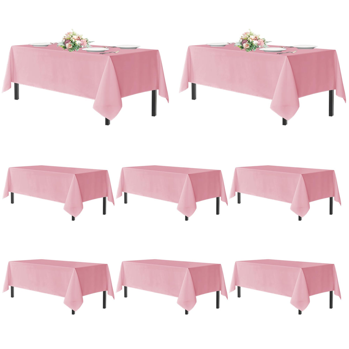 sancua Pink Tablecloths for 6 Foot Rectangle Tables, 8 Pack - Washable Polyester Fabric Table Cloth for Wedding Christmas Party, Birthday, Banquet Reception, 54x108 Inch