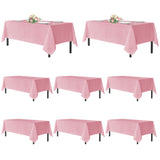 sancua Pink Tablecloths for 6 Foot Rectangle Tables, 8 Pack - Washable Polyester Fabric Table Cloth for Wedding Christmas Party, Birthday, Banquet Reception, 54x108 Inch
