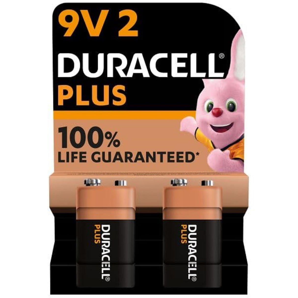 Duracell - Batteries 9 V Plus, Pack of 2, 6LR61 MX1604, Black, Lot de 2