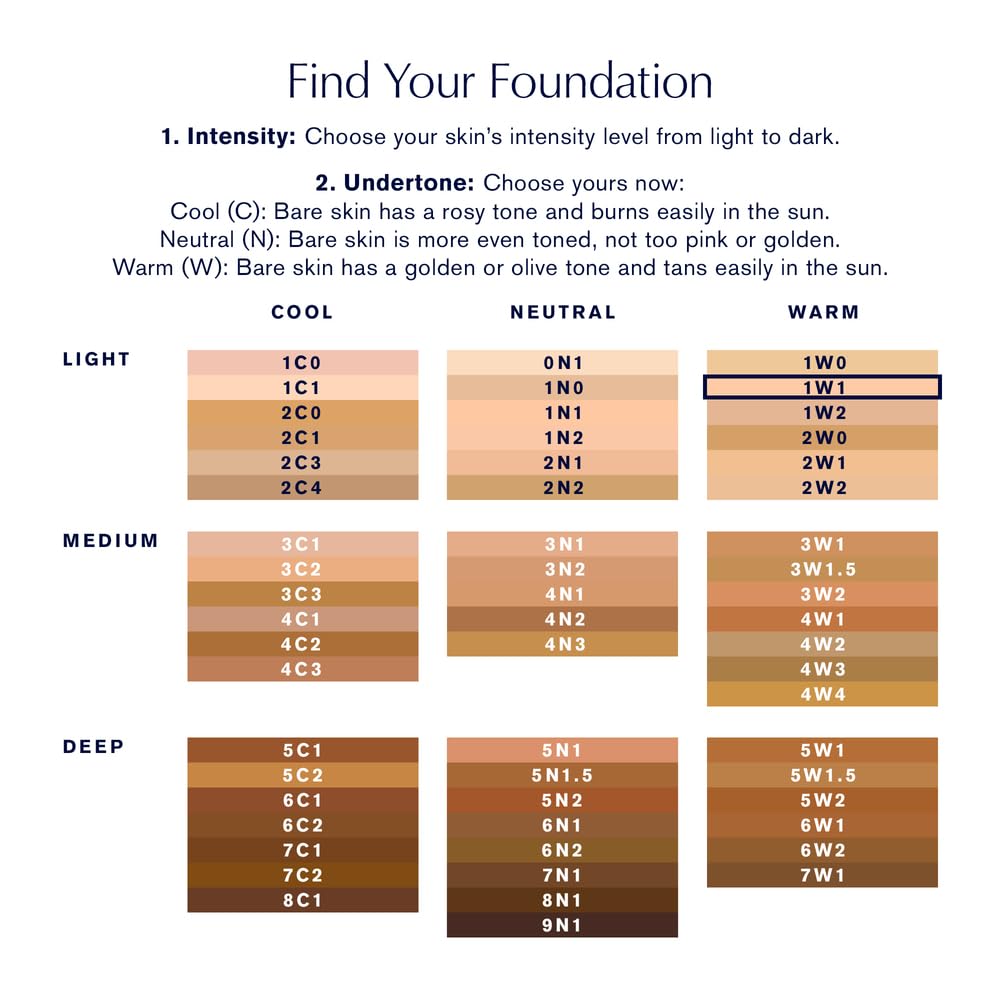 Estée Lauder Double Wear Stay-in-Place 24-Hour Long-Wear Matte Foundation Makeup, 1 Fl Oz, 1W1 Bone