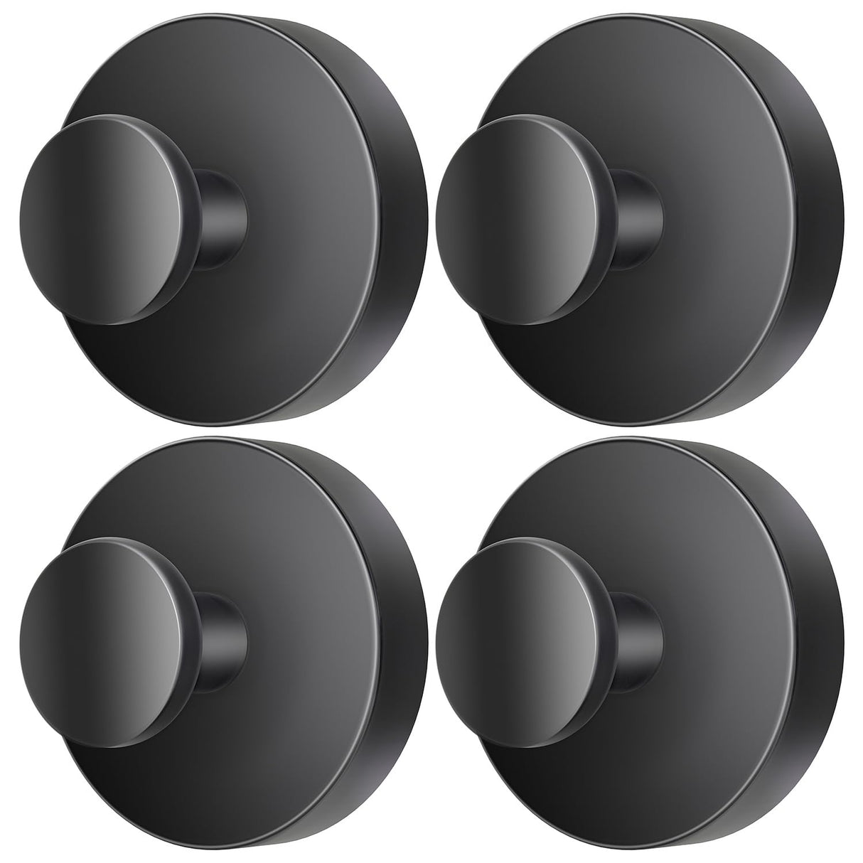SOCORIA 2026 Upgraded Drill-Free Suction Cup Hooks, Stainless Steel Suction Cup Hooks for Shower, Mirror, Wall, Bathroom, Glass, Hanging Towels - 4 Pack, Black
