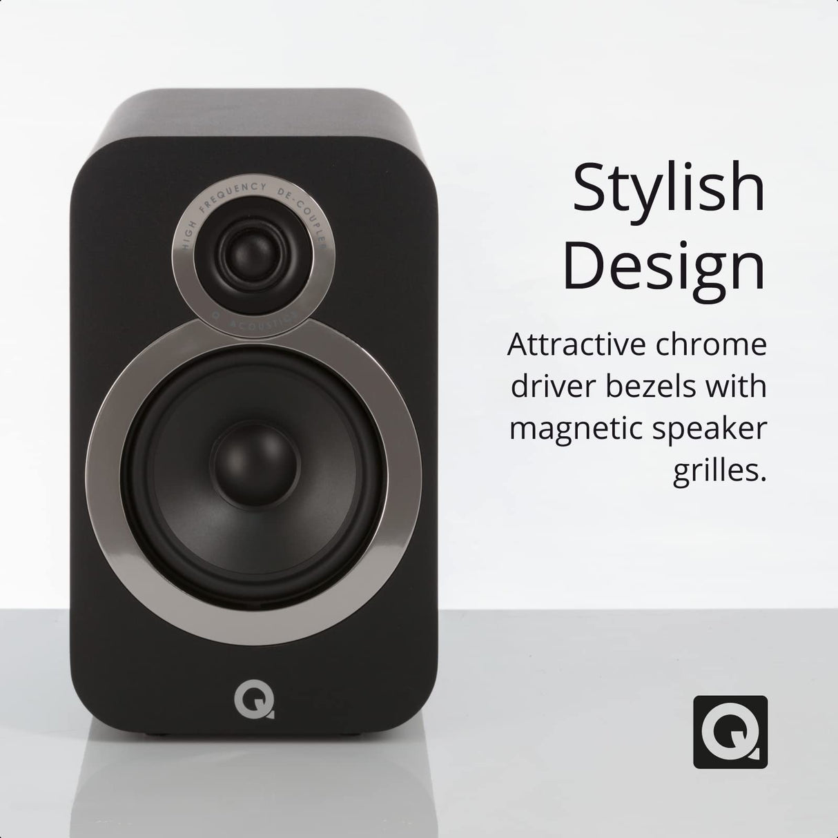 Q Acoustics 3030i Bookshelf Speakers Pair Graphite Gray - 2-Way Reflex Enclosure Type, 6.5" Bass Driver, 0.9" Tweeter - Stereo Speakers/Passive Speakers for Home Theater Sound System