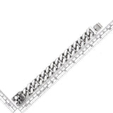 COOLSTEELANDBEYOND Men's Stainless Steel Cuban Link Curb Chain Bracelet With Skull Box Clasp, Heavy and Sturdy Biker Gothic Punk Jewelry Gift