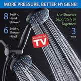 Hotel Spa AquaCare As-Seen-On-TV High Pressure 48-setting Rain & Handheld 3-way Shower Head Combo - Anti-clog Nozzles/Tub, Tile & Pet Power Wash/Extra Long 6 ft. Hose/Matte Black Finish