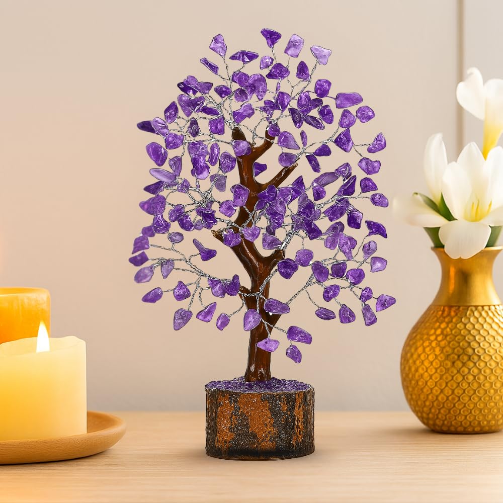 ANAYA AGATE Amethyst Crystal Tree of Life - Handmade Healing Bonsai Purple Tree for Home and Office Decor, Positive Energy and Good Luck, Ideal for Christmas Decor and Birthday Gifts for Women, Men