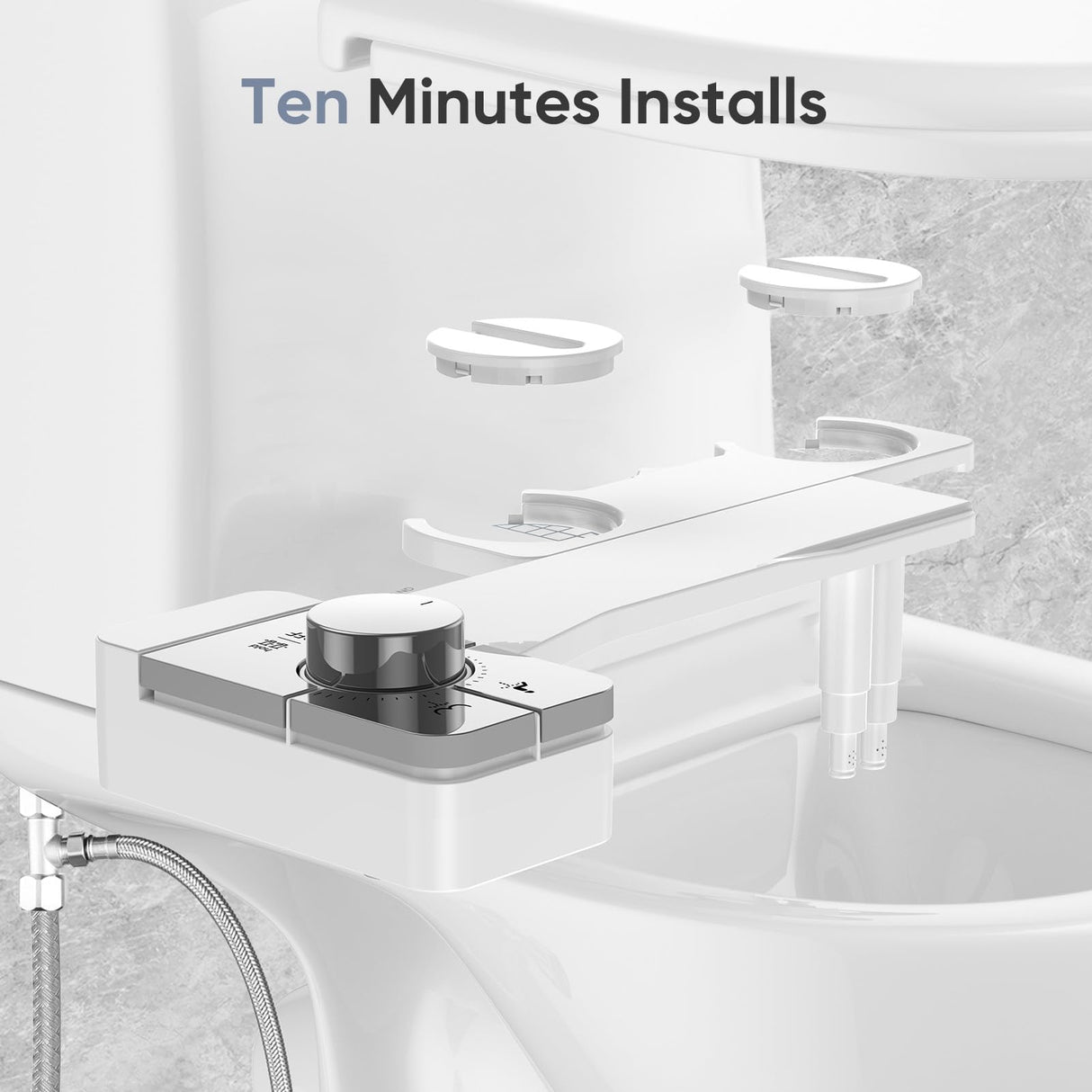Vestomeli Upgrade Bidet Attachment for Toilet Seat, Adjustable Angle Dual Nozzle, Self-Cleaning, Non-Electric Bidet Attachment for Rear & Feminine Wash, Controllable Fresh Cold Water Pressure