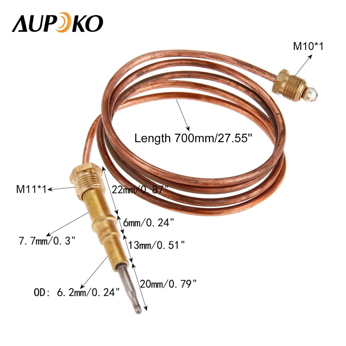 Aupoko Universal Gas Thermocouple, 27.5" Direct Vent Fireplace Thermocouple Flame Failure for BBQ Grill, Firepit, Fireplace