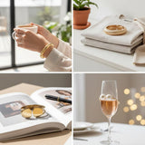 EZSONA Boho Gold-Tone Cuff Bangle Bracelet Set for Women - Chunky Waterdrop Irregular Wide Stackable Minimalist Jewelry