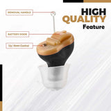 Premium Digital Hearing Aid Amplifier - Invisible in Canal (CIC) in-Ear Mini Sound Enhancer Set, Near-Invisible, Noise Cancelling, Personal Sound Hearing Amplifier - Black, Pair Right & Left Ear