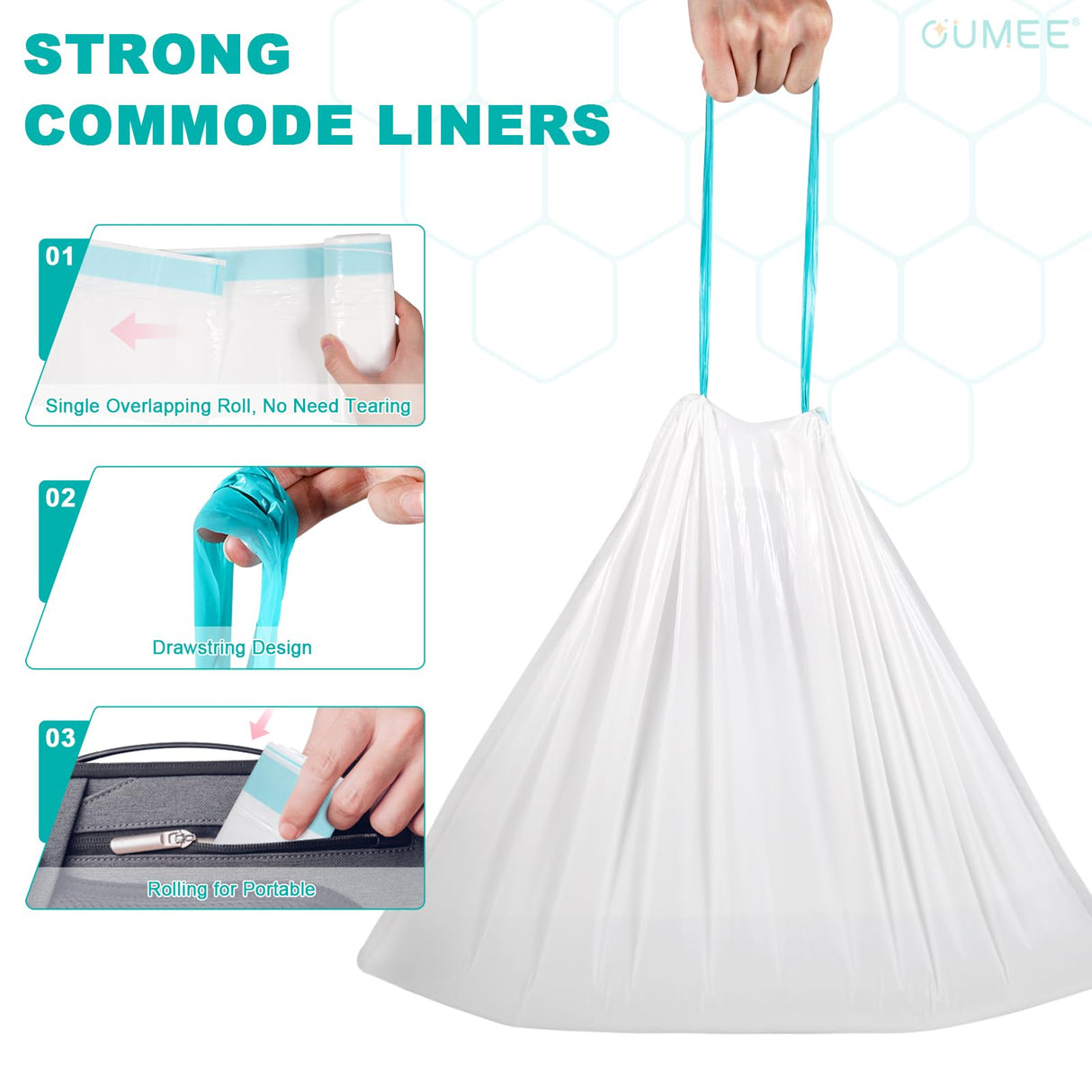 120 Disposable Commode Liners for Bedside Commode, Beside Commode Liners, Portable Potty Liners for Adults, Toilet Liners Portable Commode Bags for Commode Chair (Blue - 120 Liners)