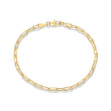 PAVOI 14K Gold Plated Paperclip/Curb/Figaro Chain Adjustable Bracelet for Women (Paperclip, Yellow Gold Plated)