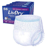 LivDry Adult XL Incontinence Underwear, Extra Absorbency Adult Diapers, Leak Protection, X-Large, 56-Pack