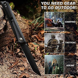 Pocket Knife GD22K, Flipper Open 3.6" D2 Steel Tanto Folding knife with Durable G10 Handle,Men Women Everyday Carry EDC Knife,Sharp Camping Hiking Daily Work Knives