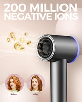 Hair Dryer with Diffuser, Professional High-Speed Blow Dryer, Negative Ionic Hair Dryers for Women, 110,000 RPM Fast Drying, 5 Temps & 3 Speeds, with HD Digital Screen & Carrying Case, Gray
