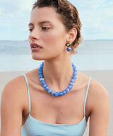 WOWORAMA Blue Beaded Necklaces for Women Light Blue Resin Beads Choker Necklace Statement Chunky Necklace Ocean Summer Vacation Jewelry