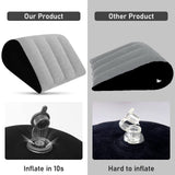 Portable Wedge Pillow Inflatable Cushion - Body Positioners Lightweight Wedge Pillow for Sleeping, Leg Elevation, Use in Bed, Travel, Camping, Fast Inflating Deflation (Grey)