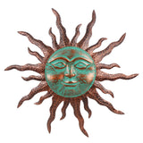 VEWOGARDEN Sun Outdoor Wall Decor, 30" Waterproof Large Metal Wall Art for Home Outside Patio Garden Fence Decorations, Brown & Green