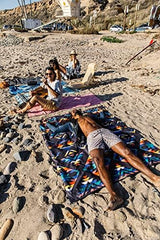 Nomadix Festival Blanket - Perfect for Picnics, Camping, & Lawn Seating - Plush Top & Water Resistant Base - Made with Post Consumer Recycled Materials - 60x70 (Stripes Retro)