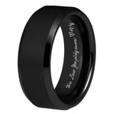 Personalized Black Brushed Men's 8mm Tungsten Ring Custom Engraved Free In Any Language, Black Wedding Band, Fiancé Engagement Ring, 8mm Men's Ring - Ships from USA