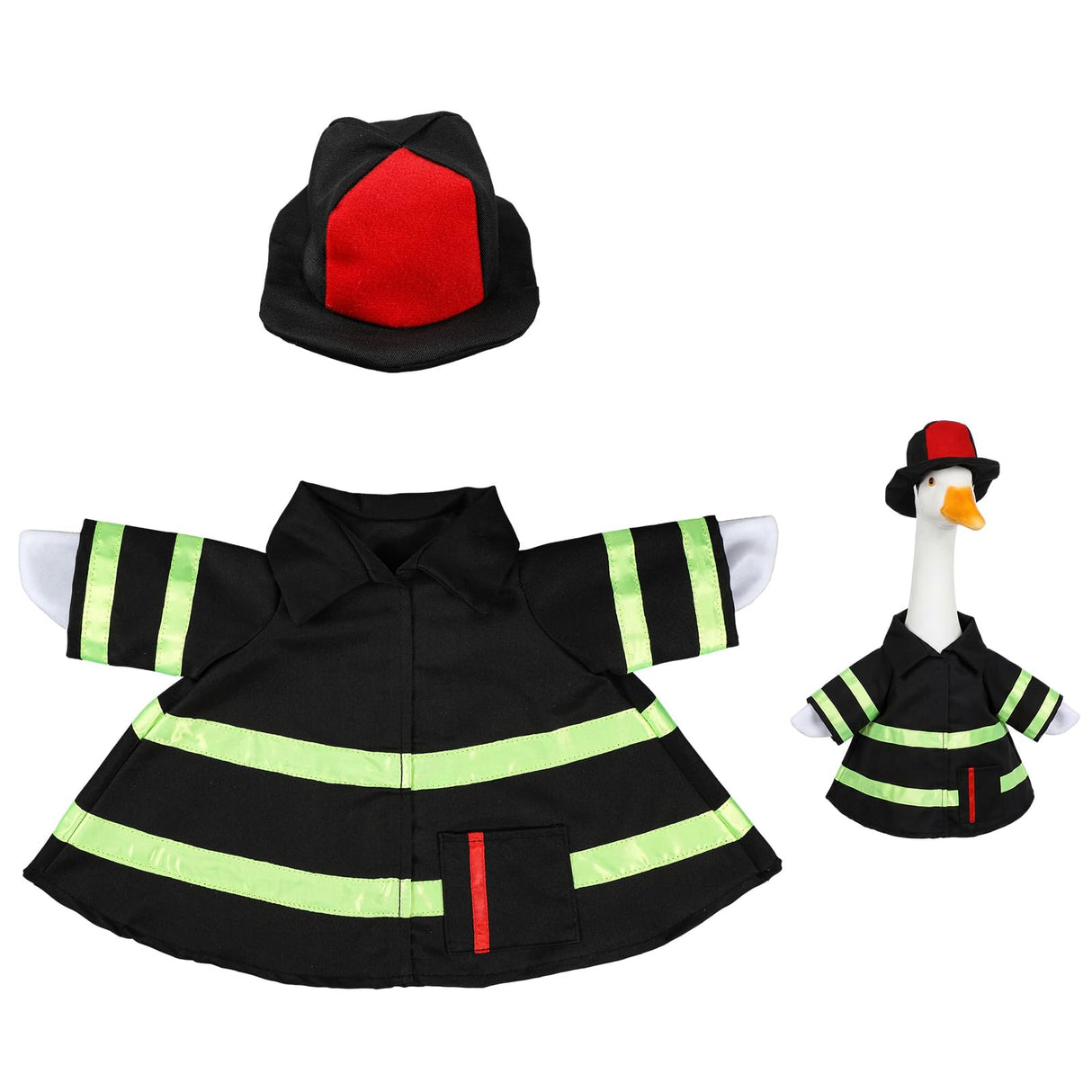 VercanMonth Porch Goose Outfit for 23‘' Porch Goose Geese Statue Halloween Clothes Costume Yard Patio Lawn Garden Decor(Firefighter)