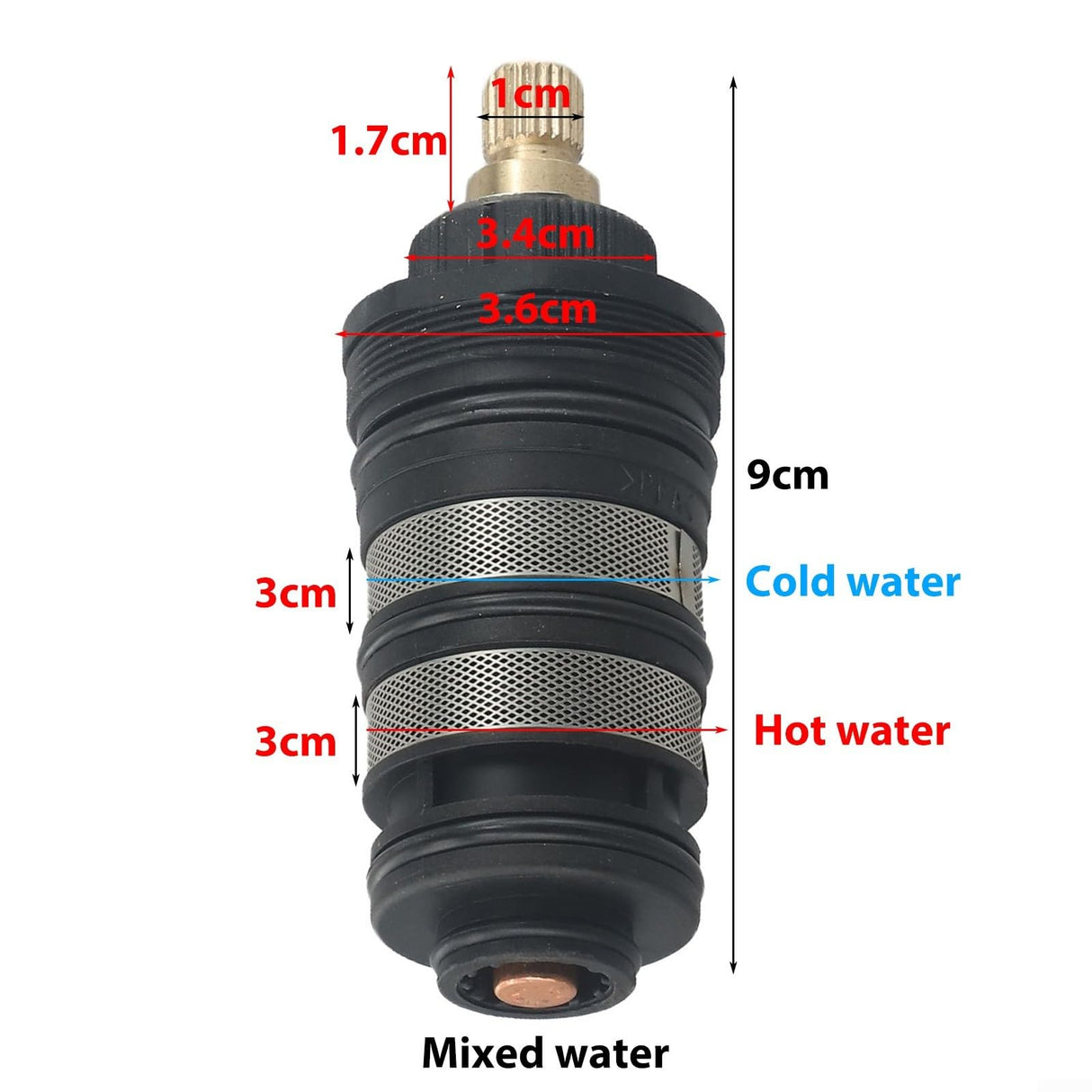 Oniissy Thermostatic Cartridge Shower Mixer Valve Bar Repair-Kit, Solar Thermostatic Valve Hot and Cold Temperature Regulating Valve Core, Compatible with Multiple Faucet Models(A)