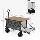 Whitsunday Collapsible Folding Wagon with Table,Heavy Duty Utility Beach Wagons with Opened Tailgate and All-Terrain Wheels for Camping,Garden,Sports Grey