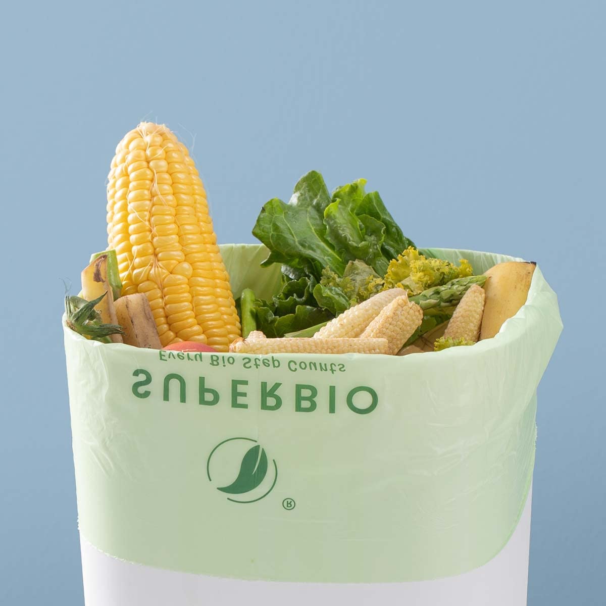 SUPERBIO 2.6 Gallon Compostable Bags, 100 Count, 2 Pack, 9.84L, Handle Tie Food Waste Bags, BPI and OK compost INDUSTRIAL Certified