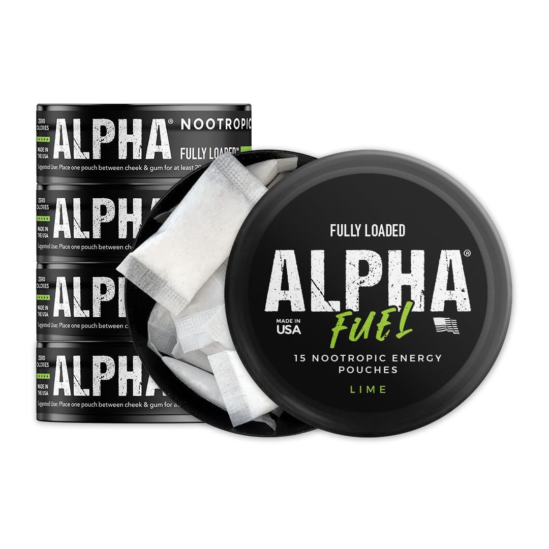 Fully Loaded Alpha Fuel Nootropic Pouches (Lime Fuel) - Nootropic Energy Pouches with Caffeine, Alpha GPC, Tyrosine, Taurine, Guarana and More