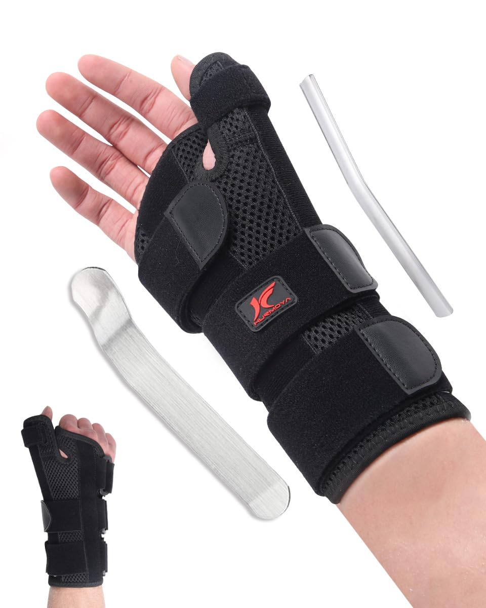 Hurmoya Wrist Brace Thumb Spica Splint Support for Carpal Tunnel, De Quervain's Tenosynovitis, Tendonitis Pain Arthritis Trigger for Man and Women (Medium - Right Hand)