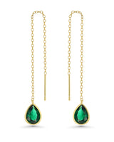SNGIA Gold Dangle Earring with Emerald, 18K Gold Plated, Lightweight, Hypoallergenic, Long Chain Earrings for Women, Fashion Statement