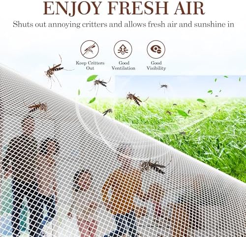 Yotache White Mesh Door Screen with Magnets Fit Doors 36 x 83, Screen Size 38" x 84" with Full Frame Hook&Loop Strip and Special Windproof Hasp Design
