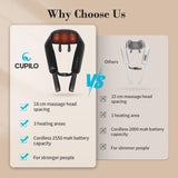 CuPiLo Shiatsu Neck Massager with Heat - FSA or HSA Eligible,Ideal Gifts for Her,Him,4D Cordless Deep Tissue Kneading Massage for Pain Relief,Rechargeable Massage for Neck,Shoulder,Traps and Back