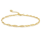 KYAYE 14K Gold Anklets for Women Gold Ankle Bracelet for Women Singapore Chain Mimics Gentle Ripples Singapore Ankle Bracelets for Womens