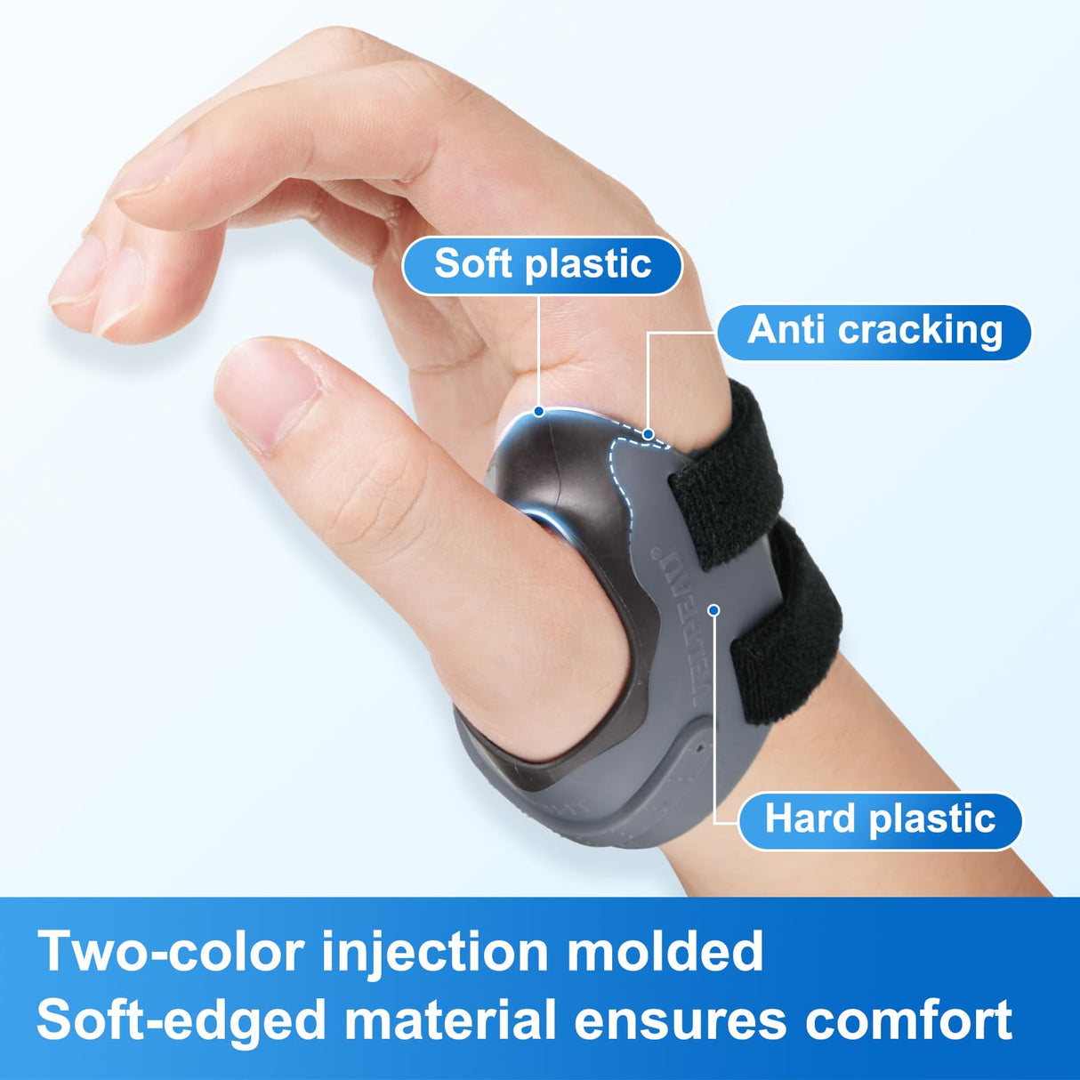 Velpeau CMC Joint Thumb Arthritis Support Brace - Soft & Hard Plastic Compose - with Thumb Compression Sleeve, Stabilizes Thumb CMC Joint Without Limiting Hand Function (Black, Right - Medium)