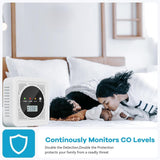 2-in-1 Smoke Detector and Carbon Monoxide Detectors, Battery Powered, CO&Smoke Alarm with Sensitive Sensor, Digital LCD Display, LED Signal Lights, Portable CO and Smoke Monitor Alarm