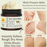 URQT Beef Tallow for Skin - Organic Grass-Fed Whipped Beef Tallow and Honey Balm - Deeply Moisturizing for Face & Body - Natural Skin Care for Soft, Supple Skin