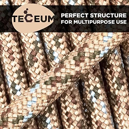 TECEUM 5/32" Paracord Rope 1000 – 1000ft / 200ft / 100ft / 50ft – Tactical Parachute Cord 4mm – 45+ Colors – Nylon String for Survival & Camping Gear – Stripe Cord for Survival – Utility Rope