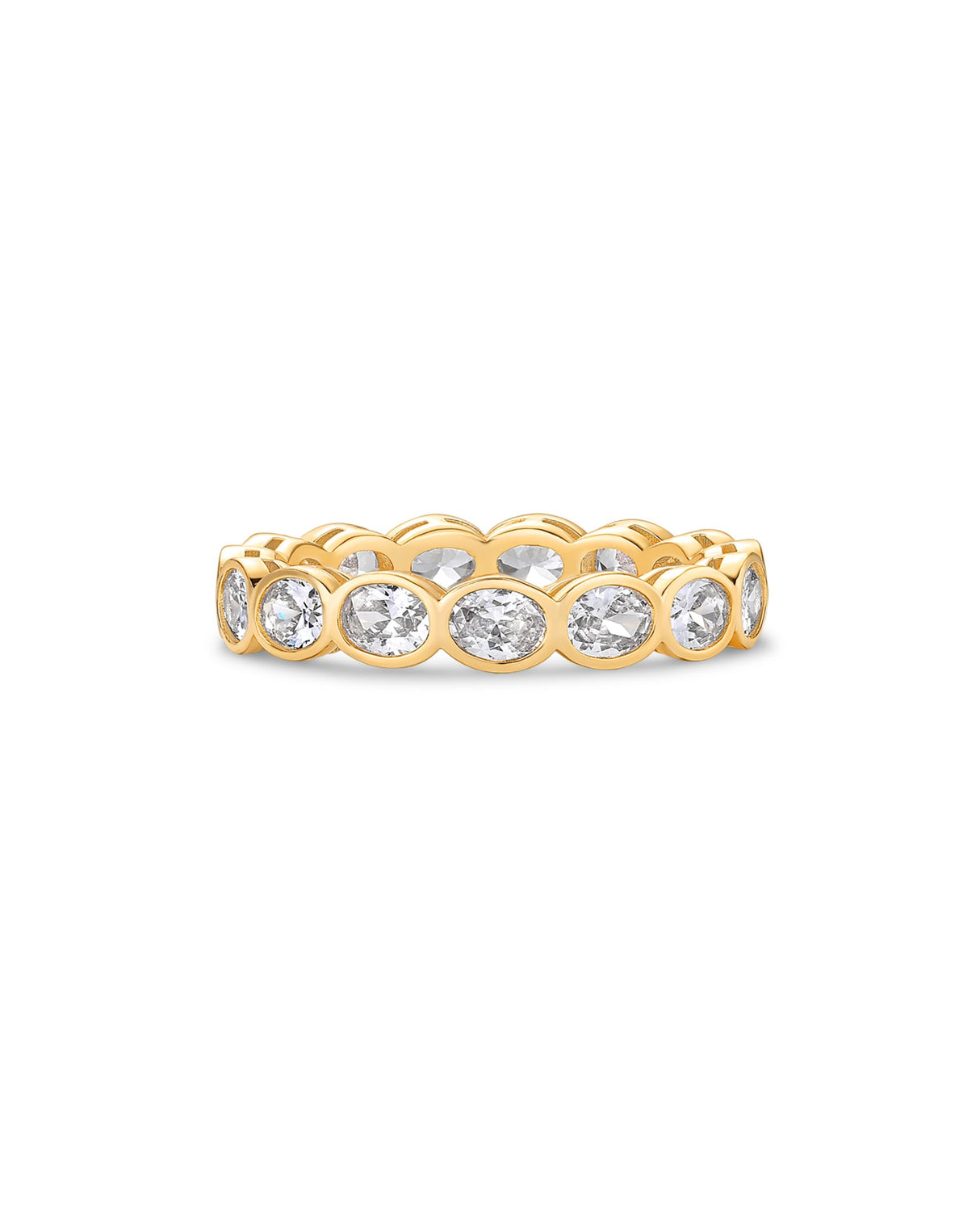 PAVOI 14K Yellow Gold Plated Oval Eternity Band for Women - Oval Cubic Zirconia Rings for Women - Stackable Wedding Band for Brides - Promise Eternity Ring Jewelry Gifts - Size 7