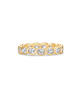 PAVOI 14K Yellow Gold Plated Oval Eternity Band for Women - Oval Cubic Zirconia Rings for Women - Stackable Wedding Band for Brides - Promise Eternity Ring Jewelry Gifts - Size 7